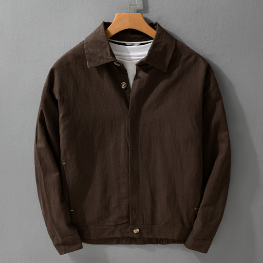 Herren Leichte Leinen-Überhemd-Jacke mit Hemdkragen und verdeckter Knopfleiste Shop Nory