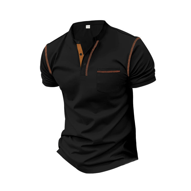 Herren shirt mit modernem Henley-Kragen und praktischen Brusttasche ShopNory