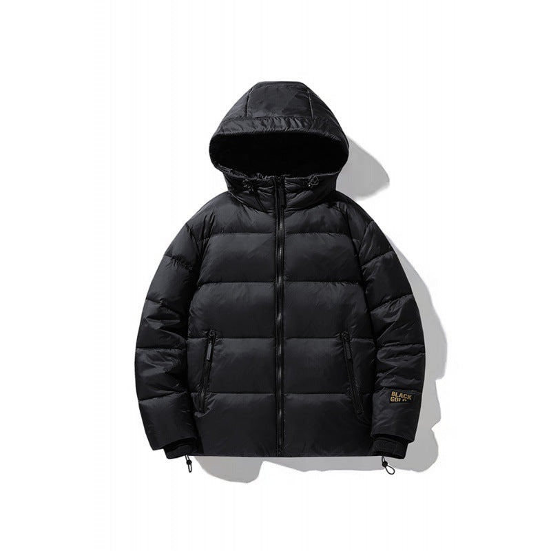 Herren gesteppte Thermo-Daunenjacke mit Kapuze, winddichter Shell und verstellbarem Saum Shop Nory