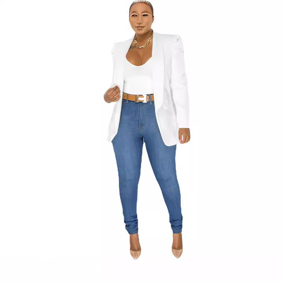 Damen taillierter Blazer mit strukturierten Schulterdetails und offenem Revers Shop Nory
