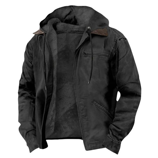 Herren nan wattierte Kapuzenjacke mit Teddyfutter und robuster Canvas-Aussenschicht Shop Nory