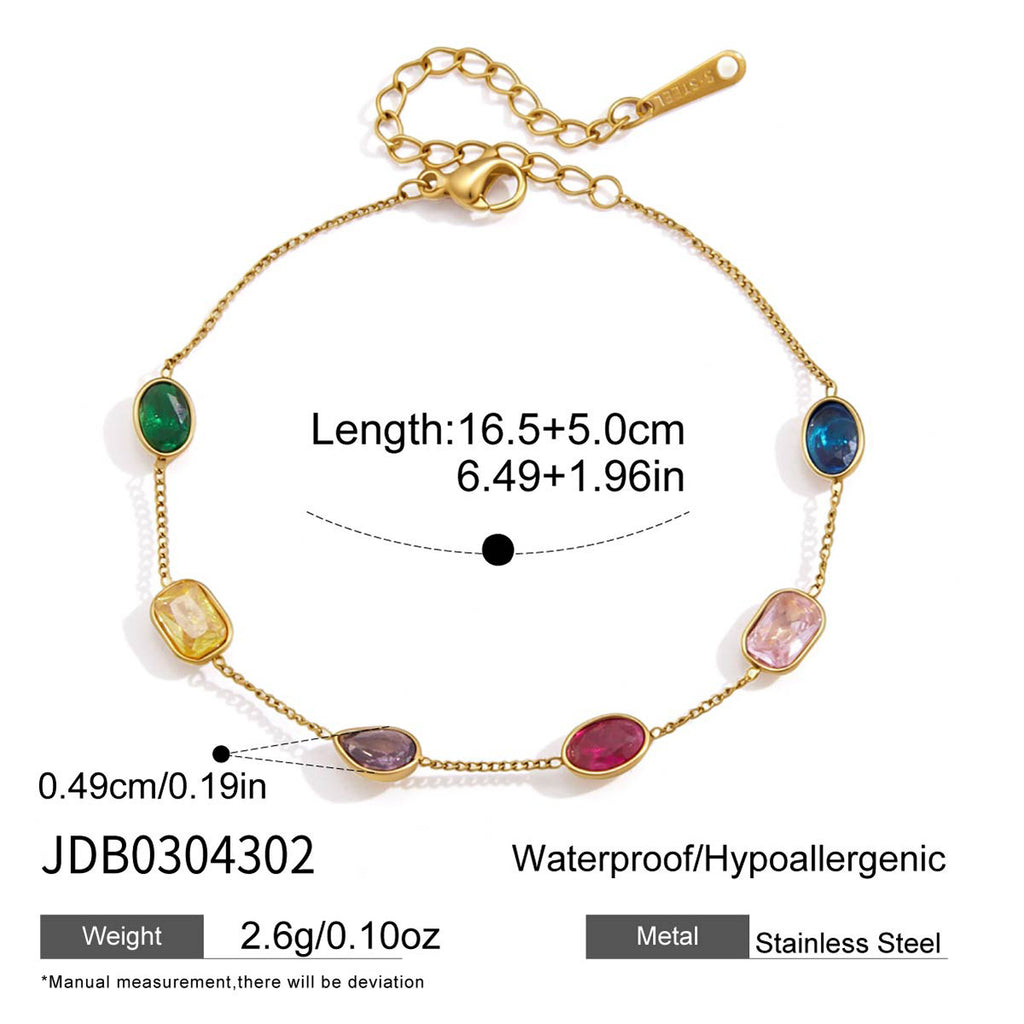 Damen Armband mit bunten Edelsteinen und hypoallergener Edelstahlverarbeitung Shop Nory