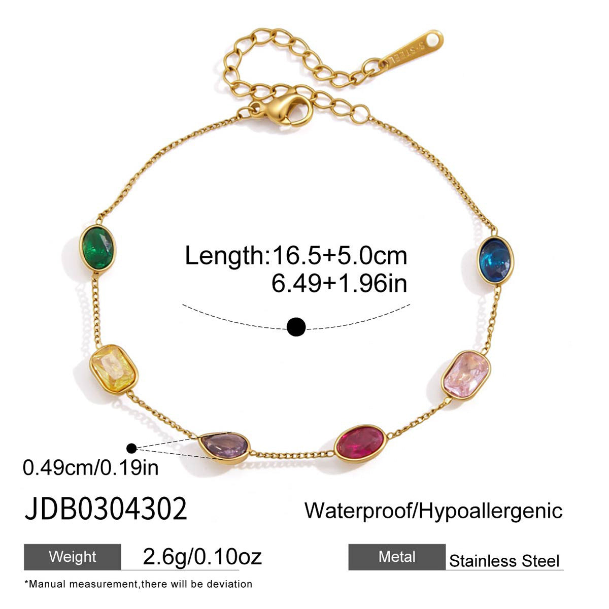 Damen Armband mit bunten Edelsteinen und hypoallergener Edelstahlverarbeitung Shop Nory