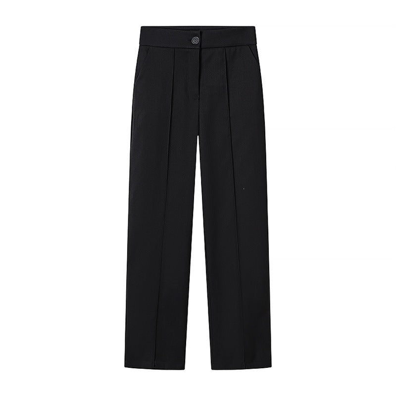 Damen Hochgeschnittene gerade Bundfaltenhose mit verdeckter Knopfleiste und Bügelfalte Shop Nory