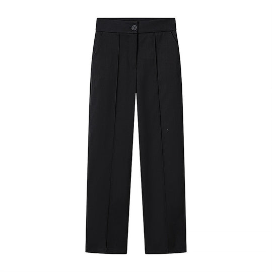 Damen Hochgeschnittene gerade Bundfaltenhose mit verdeckter Knopfleiste und Bügelfalte Shop Nory