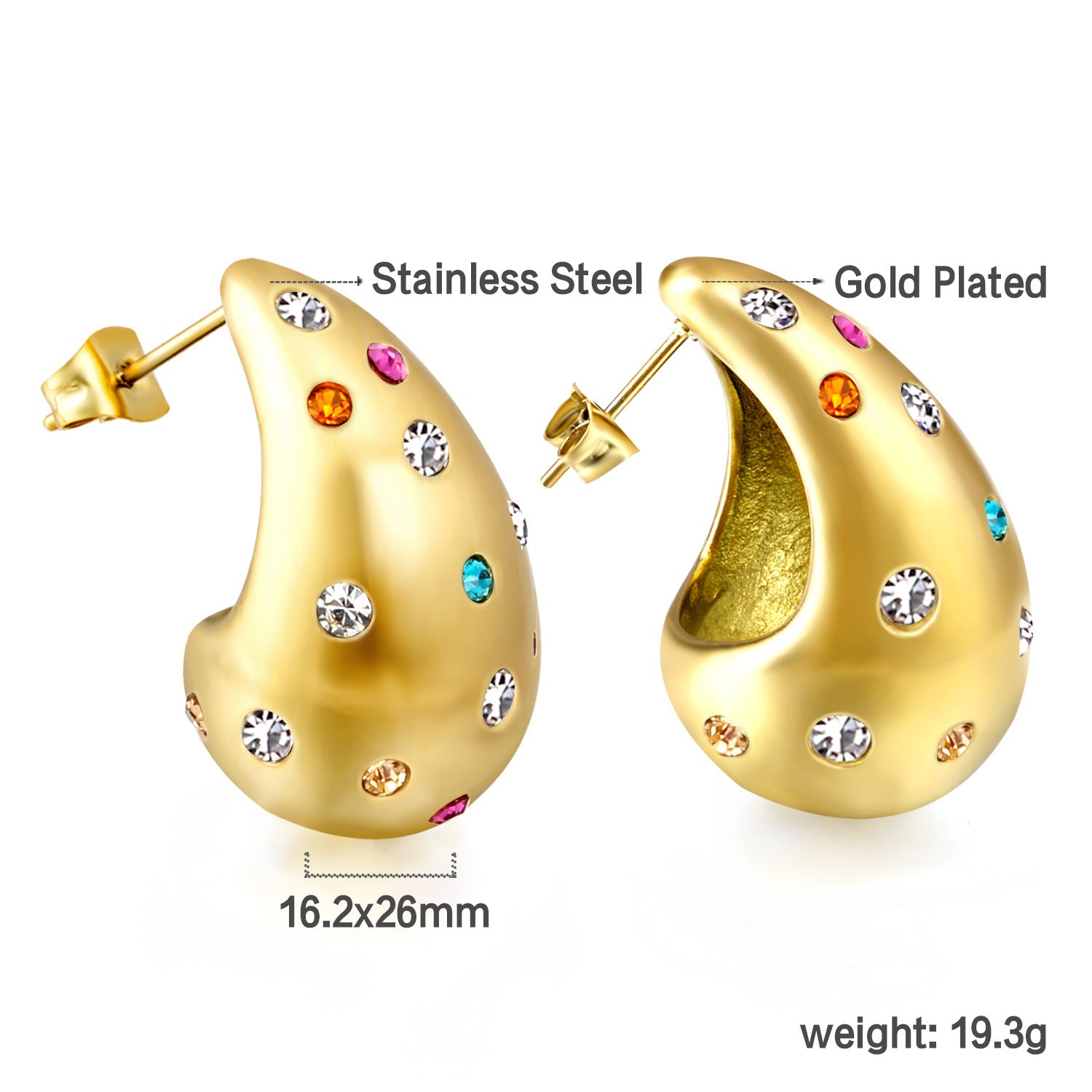 Damen Elegante goldplattierte Edelstahl Ohrstecker Shop Nory