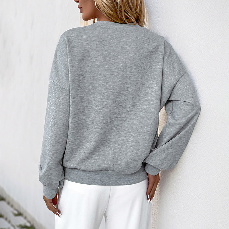 Damen Oversize-Sweatshirt mit Perlenbesatz und Cut-Out-Herzapplikation Shop Nory