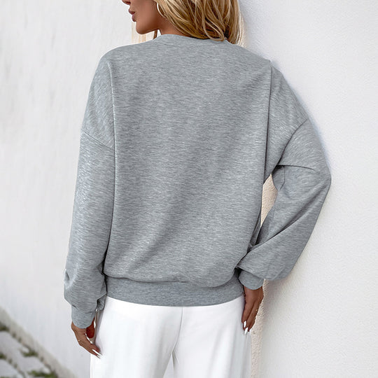 Damen Oversize-Sweatshirt mit Perlenbesatz und Cut-Out-Herzapplikation Shop Nory