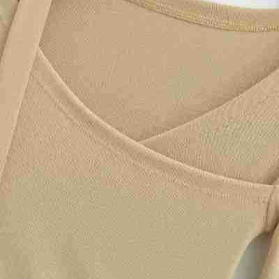 Damen Asymmetrisches tailliertes Langarm-Top mit Wickelschal, ausgestellten Volantärmeln und Stufenpeplum Shop Nory