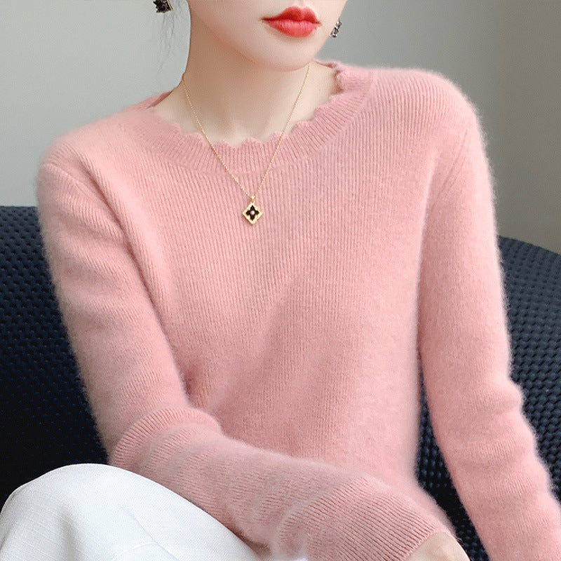 Damen Weicher Feinstrickpullover mit welligem Rundhalsausschnitt und kaschmirähnlicher Oberfläche Shop Nory
