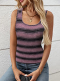 Damen figurbetontes Tanktop mit Rippstruktur und Streifen Shopnory