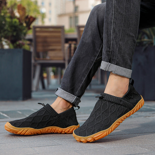 Herren gestrickte Slip-On Freizeitsneaker mit elastischem Schaft, Zuglasche und griffiger Gummisohle Shop Nory