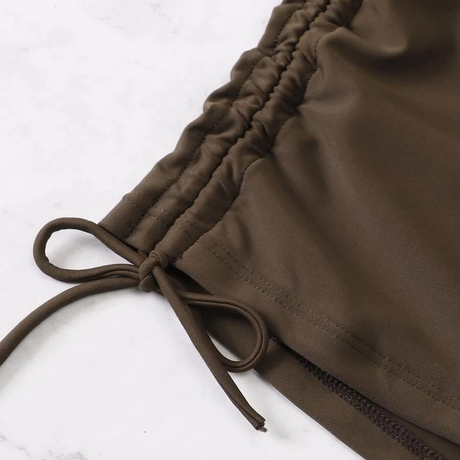 Damen Crop-Top Bikini-Set mit verstellbaren Rüschen