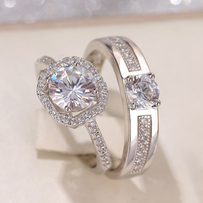 Damen Verlobungsring-Set mit funkelndem Zirkonia und klassischem Design Shop Nory