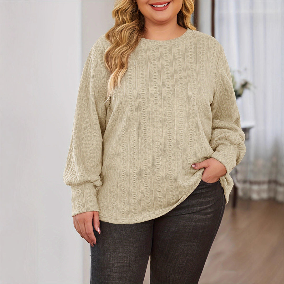 Damen Texturierter Oversize-Strickpullover mit Rundhalsausschnitt und Ballonärmeln Shop Nory