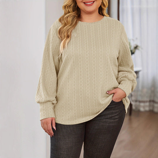 Damen Texturierter Oversize-Strickpullover mit Rundhalsausschnitt und Ballonärmeln Shop Nory