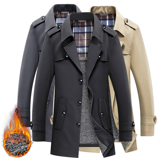 Herren Moderner Kurzmantel im Trench-Look mit kariertem Innenfutter und Utility-Taschen Shop Nory