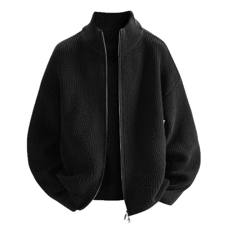 Damen modische Strickjacke mit hohem Kragen und Reißverschluss