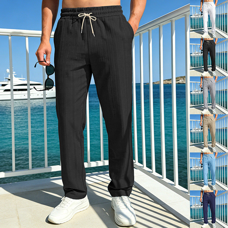 Herren Maritime Freizeit-Hose mit tonaler Rippstruktur, Kordelzug & Seitentaschen Shop Nory