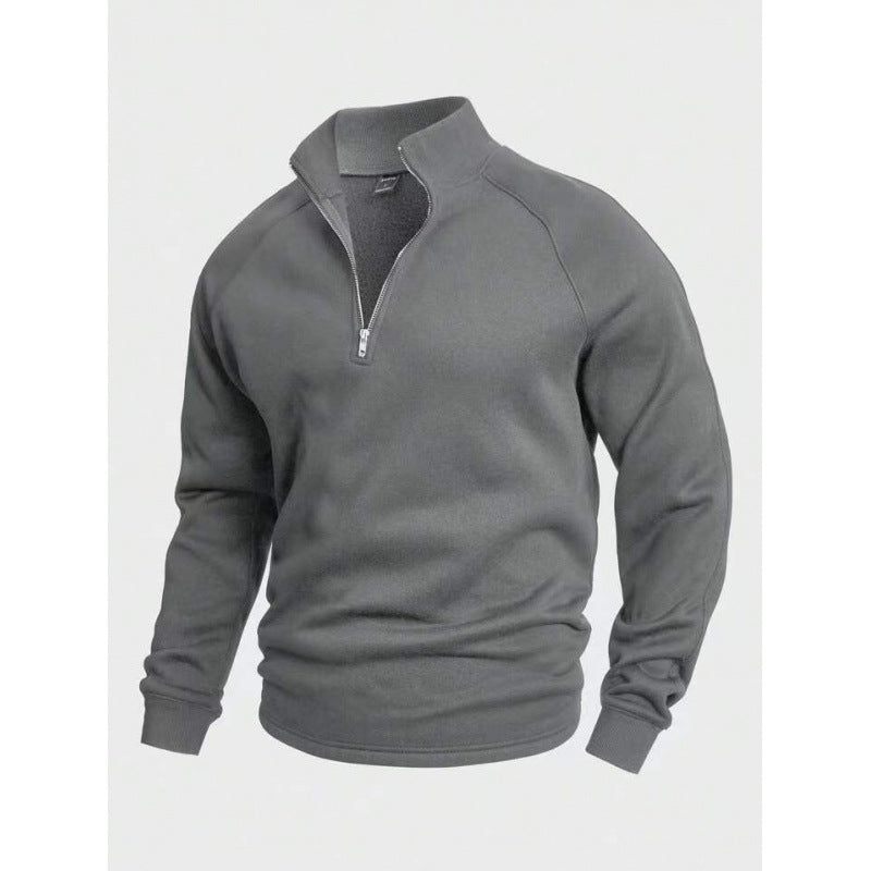 Herren Fleece-Halbzippullover mit Stehkragen und Raglanärmeln Shop Nory
