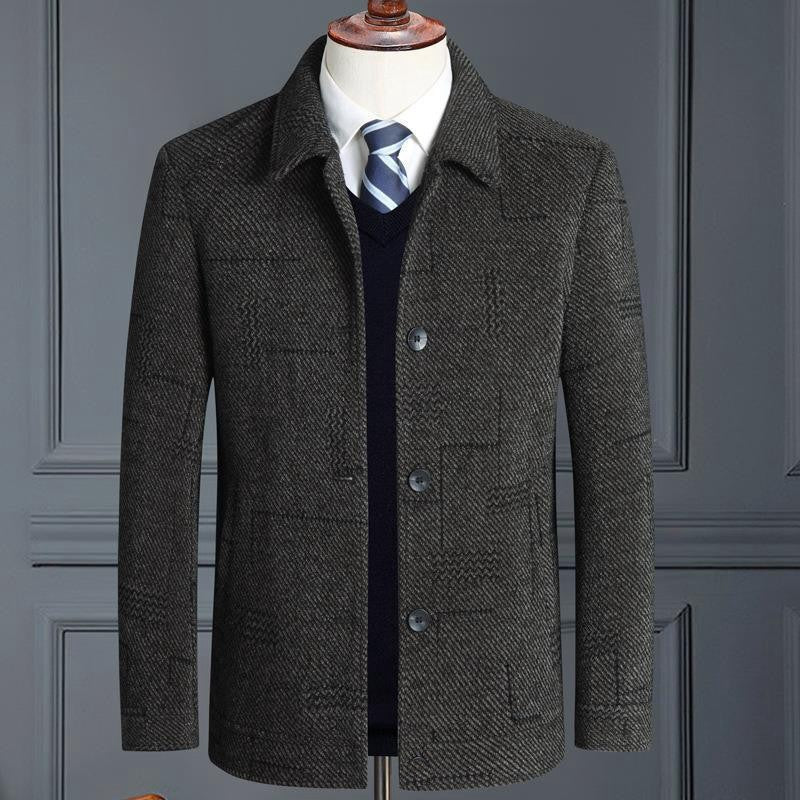 Herren eleganter Wollmix-Mantel mit strukturierter Weboptik und Knopfleiste Shop Nory