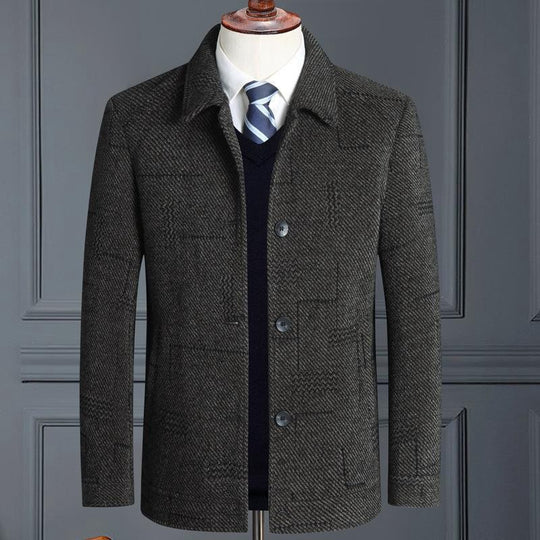Herren eleganter Wollmix-Mantel mit strukturierter Weboptik und Knopfleiste Shop Nory