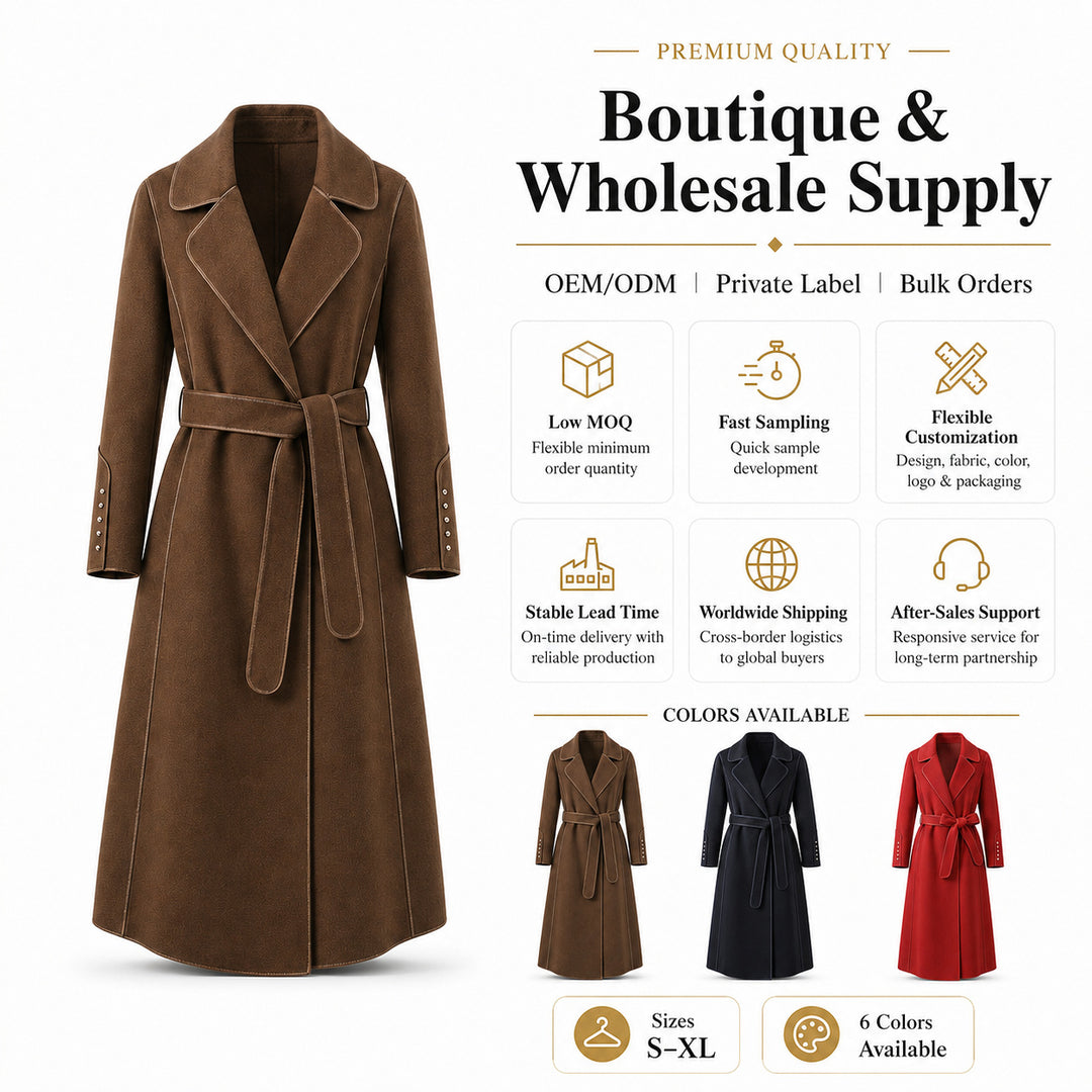 Damen Eleganter Wickelmantel mit Gürtel und hochwertigen Details Shop Nory