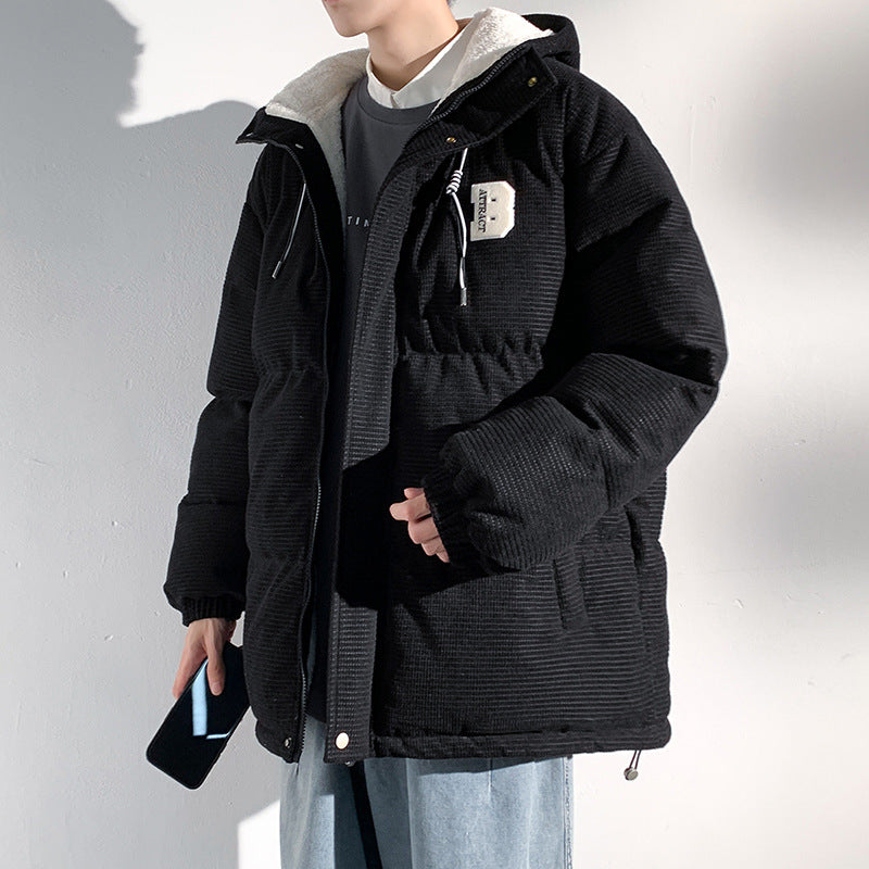 Herren Gepolsterte Cord-Steppjacke mit Kapuze, Teddyfleece-Innenfutter und Oversize-Schnitt Shop Nory