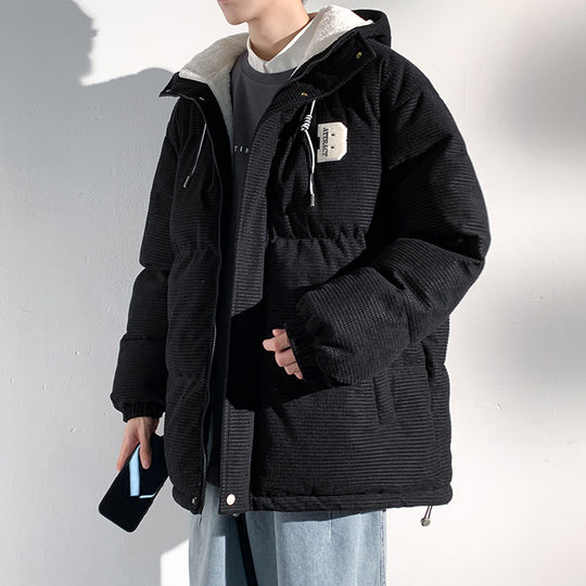 Herren Gepolsterte Cord-Steppjacke mit Kapuze, Teddyfleece-Innenfutter und Oversize-Schnitt Shop Nory