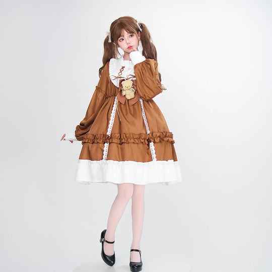 Damen Verspieltes Kostümkleid mit Rüschen und Teddybär-Motiv Shop Nory