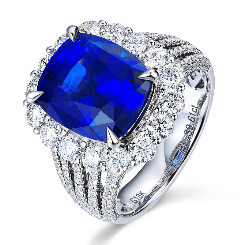 Damenring mit exquisitem, tiefblauem Edelstein und funkelndem Zirkonia-Besatz Shop Nory