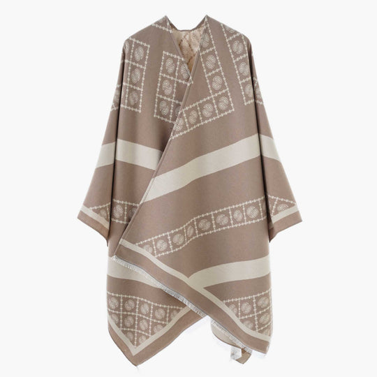Damen Luxuriöses Jacquard-Überwurfcape mit kastiger Silhouette Shop Nory