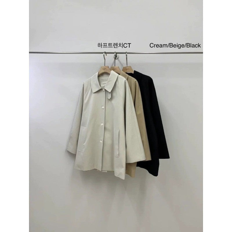 Damen Kurze Oversize-Trenchjacke aus Baumwollmischung mit Hemdkragen Shop Nory
