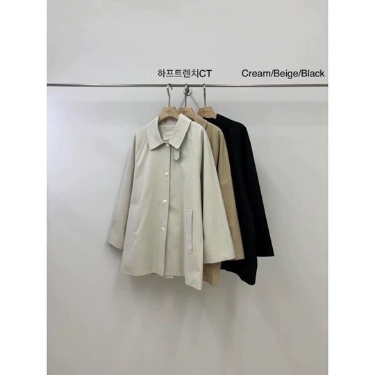 Damen Kurze Oversize-Trenchjacke aus Baumwollmischung mit Hemdkragen Shop Nory