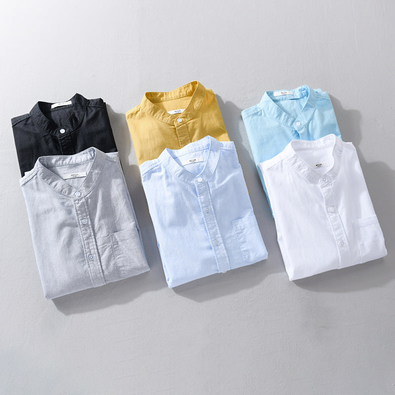 Herren Stehkragen-Overshirt aus Baumwollmix mit tonaler Brusttasche und Soft‑Touch Shop Nory