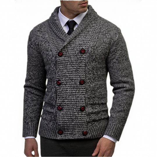Herren nan Strickcardigan mit doppelreihiger Knopfleiste und Schalkragen Shop Nory