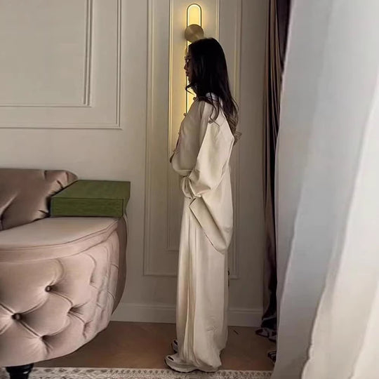 Damen Zweiteiliges Oversize Lounge‑Set mit Stehkragen und dekorativen Knotenverschlüssen Shop Nory