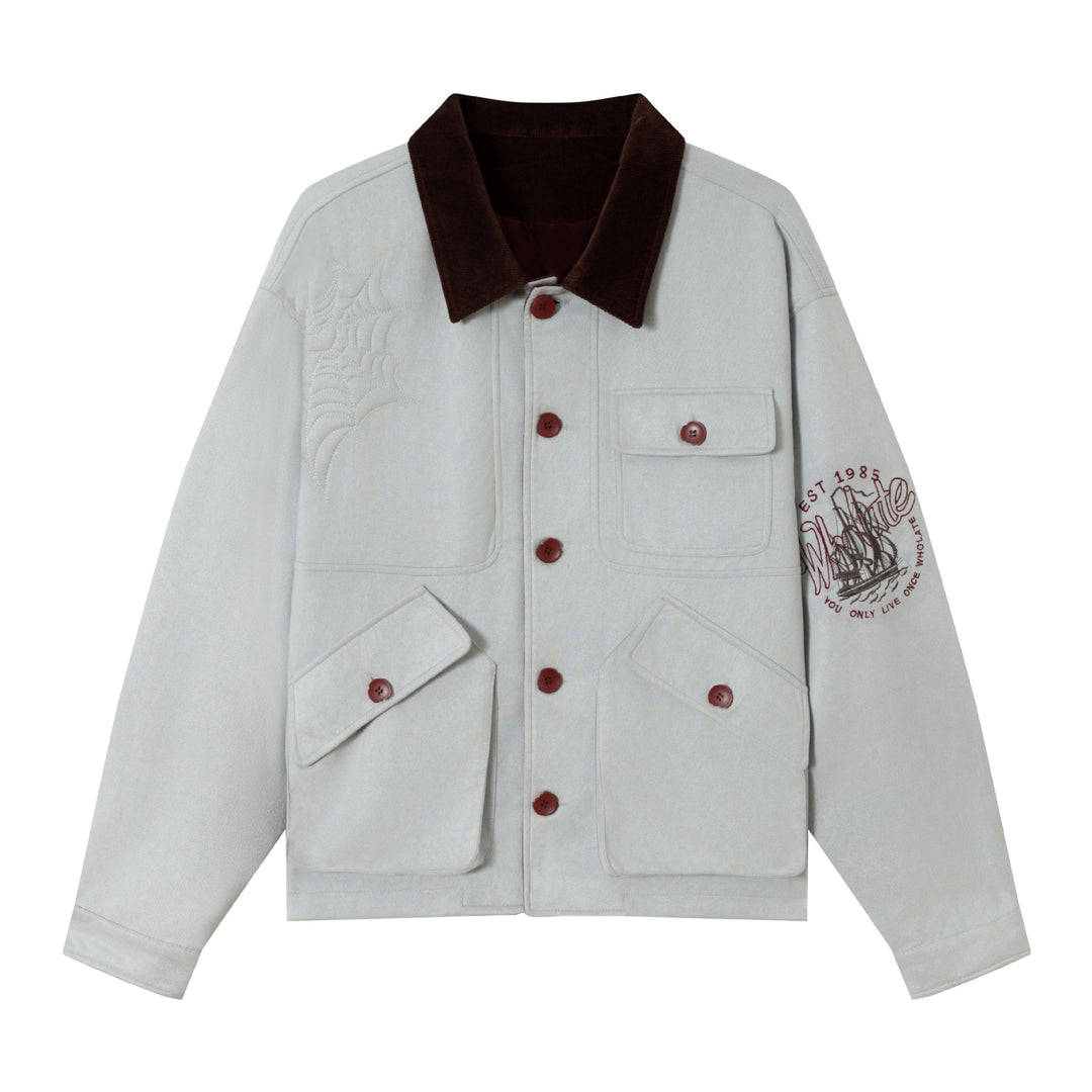 Herren Kurzblouson aus Wildlederoptik mit Kordkragen und Utility‑Taschen Shop Nory