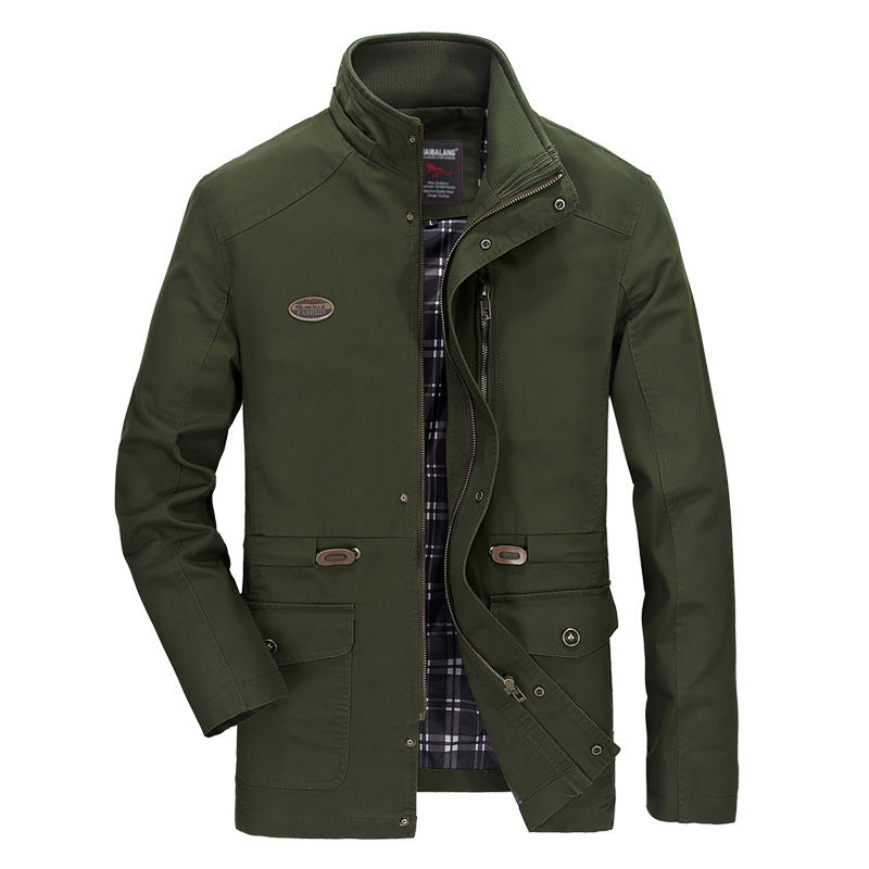 Herren mittellanger Parka mit Kapuze, kariertem Innenfutter und Taillenkordel Shop Nory