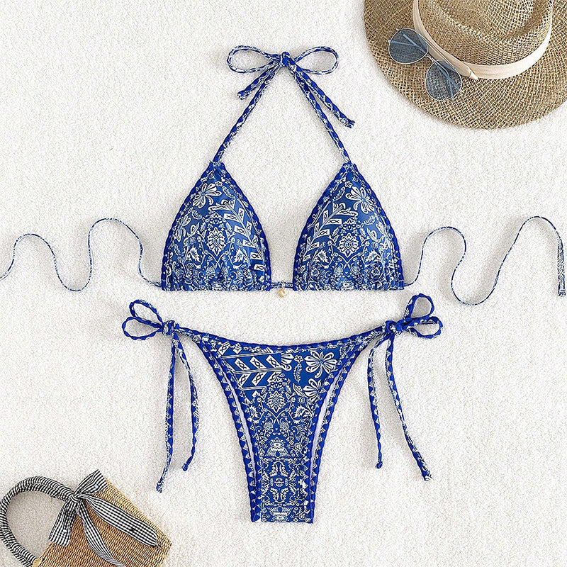 Damen Triangel-Bikini mit verstellbaren Raffungen