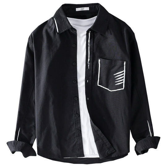 Herren Leichtes Baumwoll-Overshirt mit Kontrastnaht und aufgesetzter Brusttasche Shop Nory