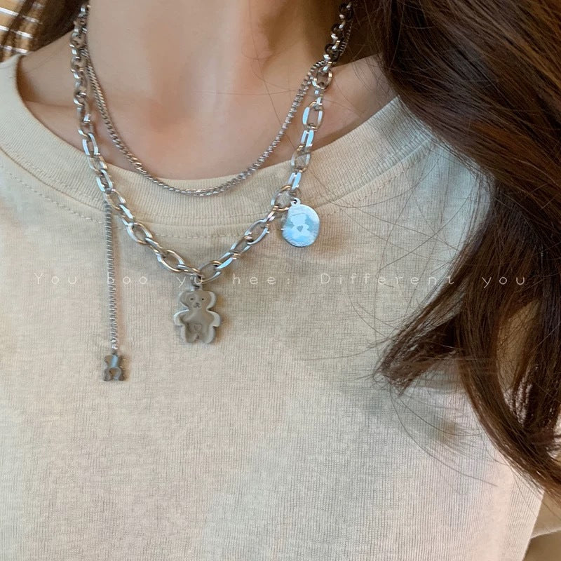 Damen Halskette mit charmantem Bärchenanhänger und inspirierendem Spruch Shop Nory