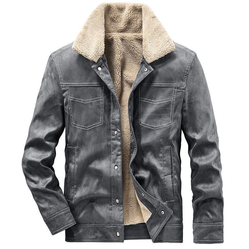 Herren Wildlederjacke mit Sherpa‑Futter, Teddy‑Innenfutter und Druckknopfverschluss Shop Nory