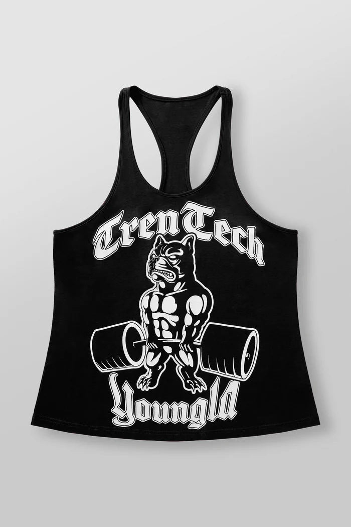 Herren nan figurbetontes Fitness-Tanktop mit Bulldoggen-Grafik und extra tiefen Armausschnitten
