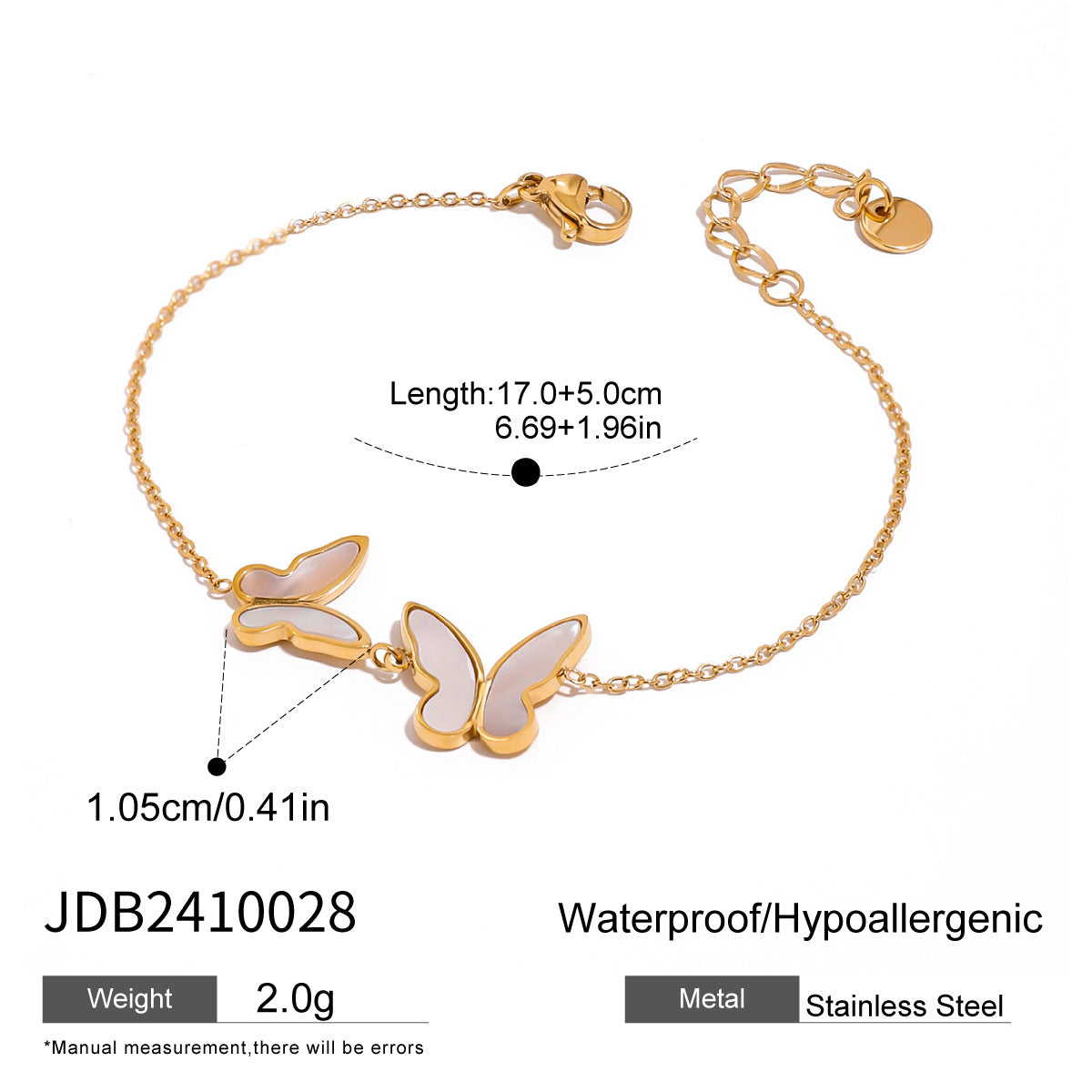 Damen Armband mit elegantem Schmetterlingsdesign aus hypoallergenem Edelstahl Shop Nory