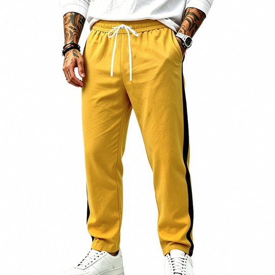 Herren Athletische Trackpants mit geradem Bein, seitlichem Kontrastband und elastischem Tunnelzug Shop Nory