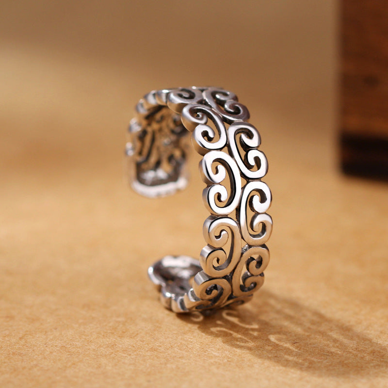 Damen Offener Ring mit kunstvollem Wellenmuster Shop Nory