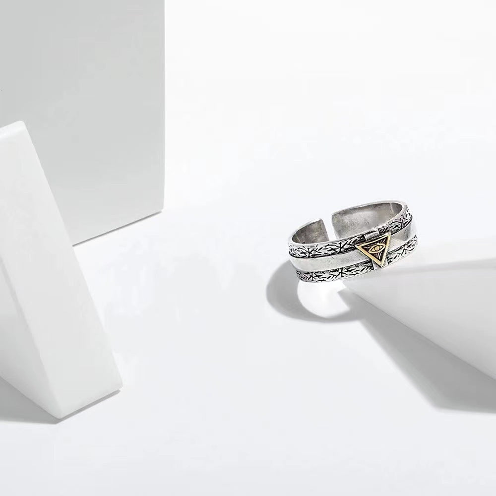 Damen Offener Ring mit kunstvollem Symbol-Design und eingravierter Struktur Shop Nory