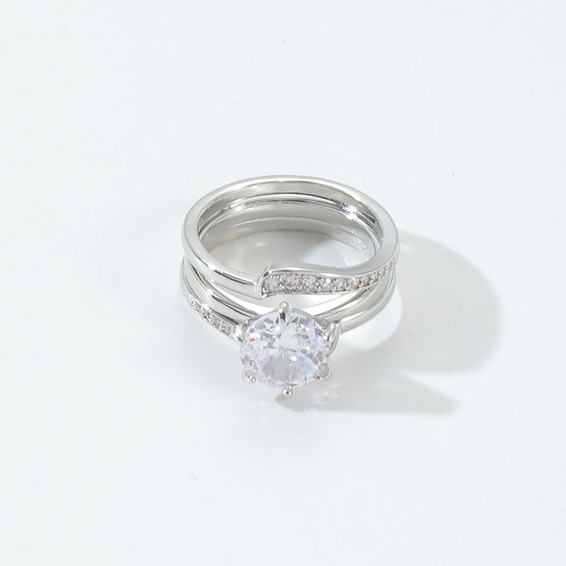 Damen Funkelnder 3-reihiger Ring mit Kristall-Elementen Shop Nory