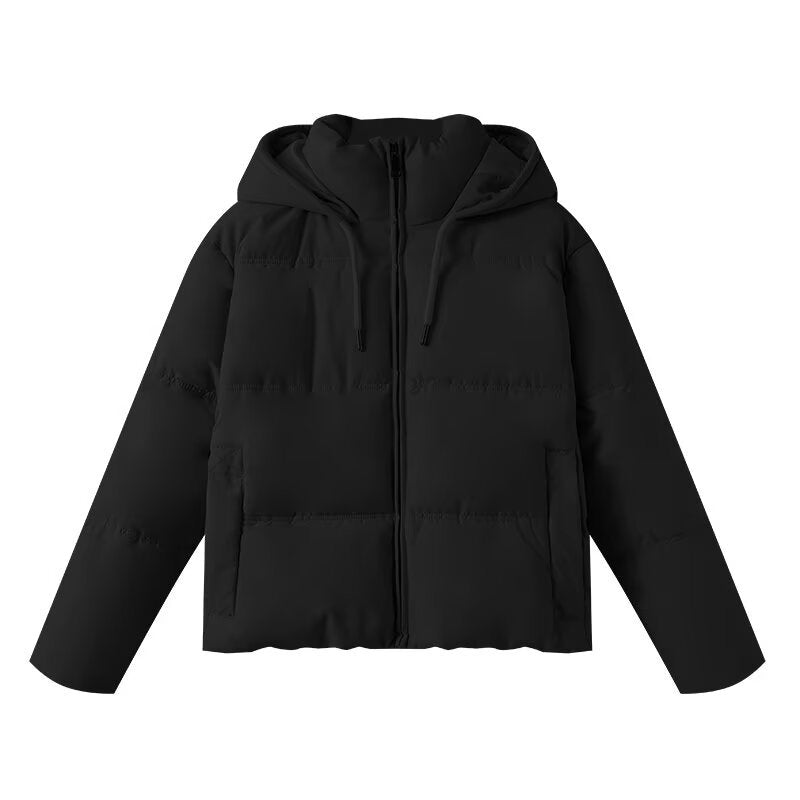 Damen Kurz geschnittene wattierte Kapuzenjacke im Boxy-Cut mit durchgehendem Reißverschluss und Eingriffstaschen Shop Nory